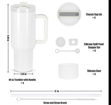 Load image into Gallery viewer, 40oz Stainless Steel Tumbler with Handle / White / Beach FC
