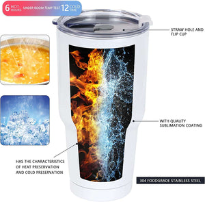 30 oz Double Wall Vacuum Insulated Tumbler / White / Beach FC