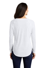 Load image into Gallery viewer, Ladies Long Sleeve Tri-Blend Wicking Scoop Neck Raglan Tee / White / Beach FC