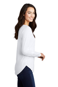 Ladies Long Sleeve Tri-Blend Wicking Scoop Neck Raglan Tee / White / Beach FC