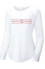 Load image into Gallery viewer, Ladies Long Sleeve Tri-Blend Wicking Scoop Neck Raglan Tee / White / Beach FC