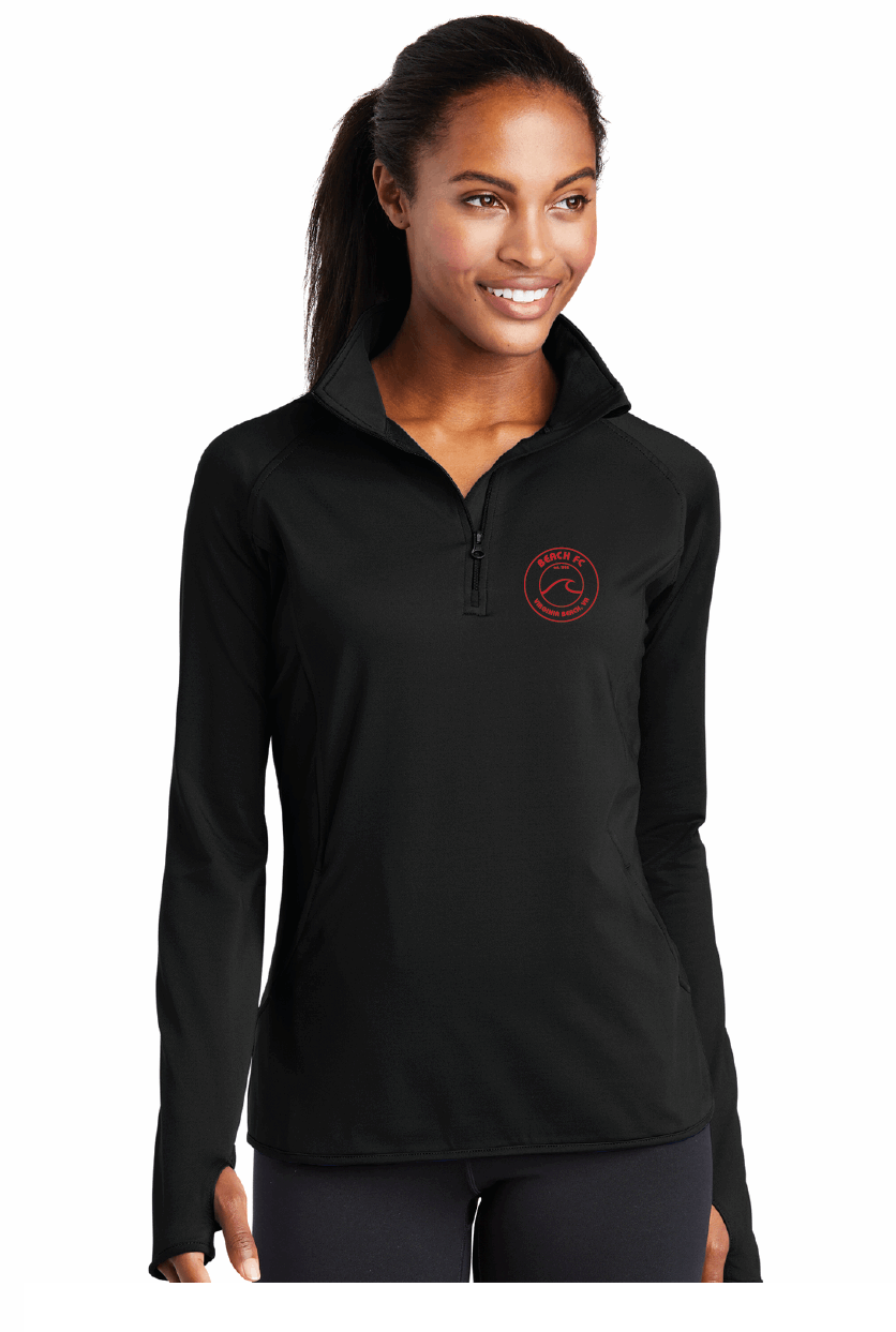 Ladies Stretch 1/2-Zip Pullover / Black / Beach FC