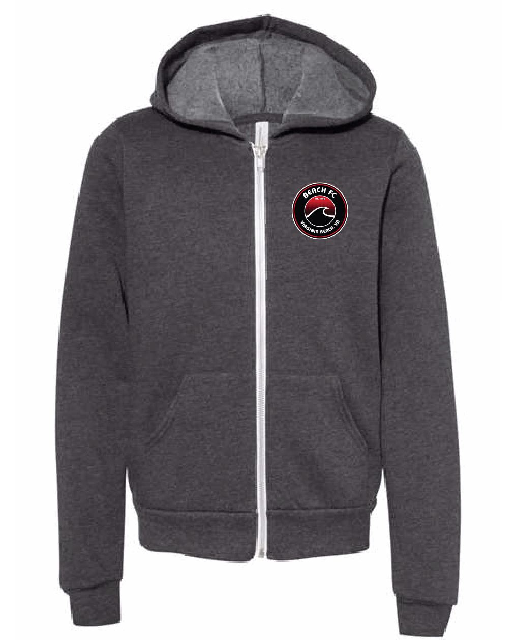 YOUTH Sponge Fleece Full-Zip Hoodie / Dark Heather Grey / Beach FC