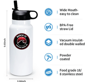 32 oz Water Bottle Stainless Steel  / White / Beach FC