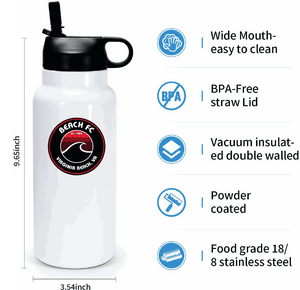 32 oz Water Bottle Stainless Steel  / White / Beach FC