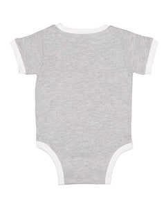 Infant Soccer Ringer Fine Jersey Bodysuit / Heather Gray & White / Beach FC