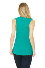 Load image into Gallery viewer, Women’s Flowy Scoop Muscle Tank / Teal / VB FUTSAL