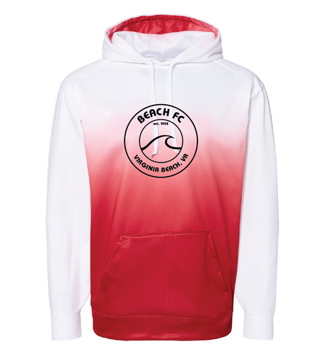 Ombre Hooded Sweatshirt / White & Red / Beach FC