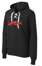 Load image into Gallery viewer, Lace Up Pullover Hooded Sweatshirt / Black / Beach FC