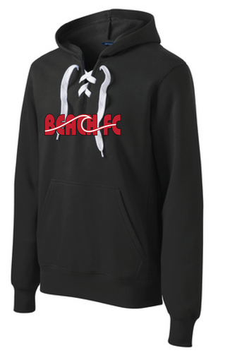 Lace Up Pullover Hooded Sweatshirt / Black / Beach FC