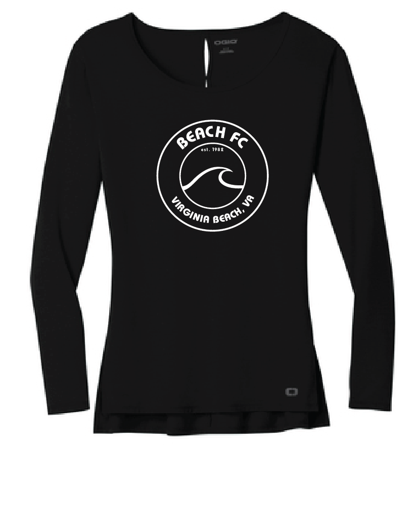 Ladies Activewear Long Sleeve Tunic / Black / Beach FC