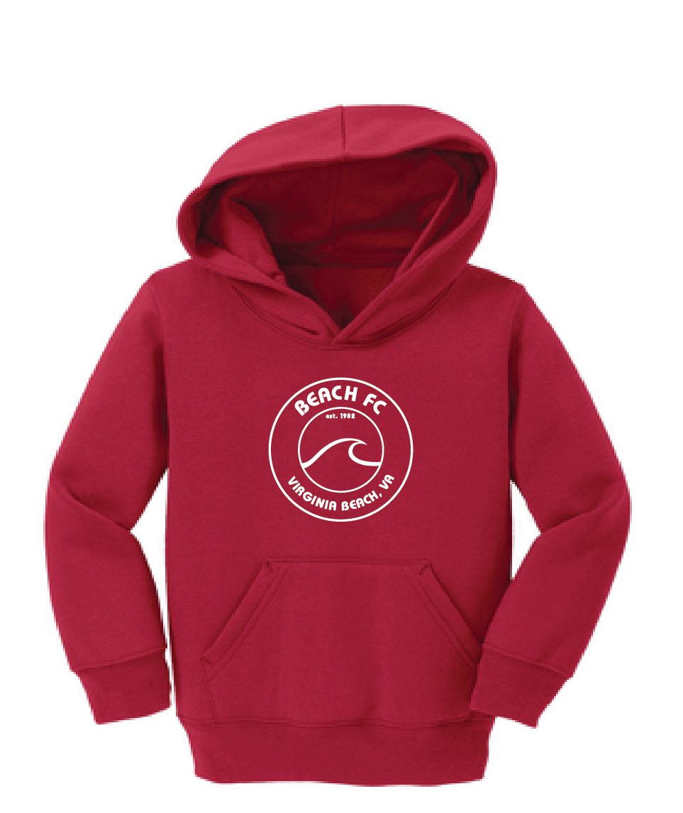 Toddler Core Fleece Pullover Hooded Sweatshirt / Red / Beach FC