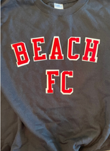 Load image into Gallery viewer, Core Fleece Crewneck Sweatshirt with Sim Stitched Letters / Charcoal / Beach FC
