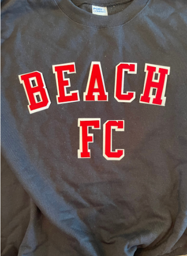 Core Fleece Crewneck Sweatshirt with Sim Stitched Letters / Charcoal / Beach FC