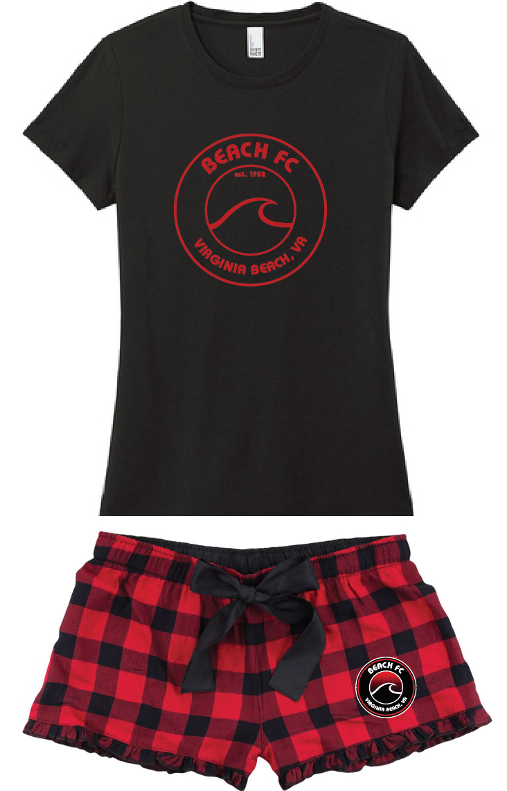 Shorts Flannel Pajamas / Red & Black Plaid / Beach FC