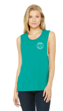 Load image into Gallery viewer, Women’s Flowy Scoop Muscle Tank / Teal / VB FUTSAL